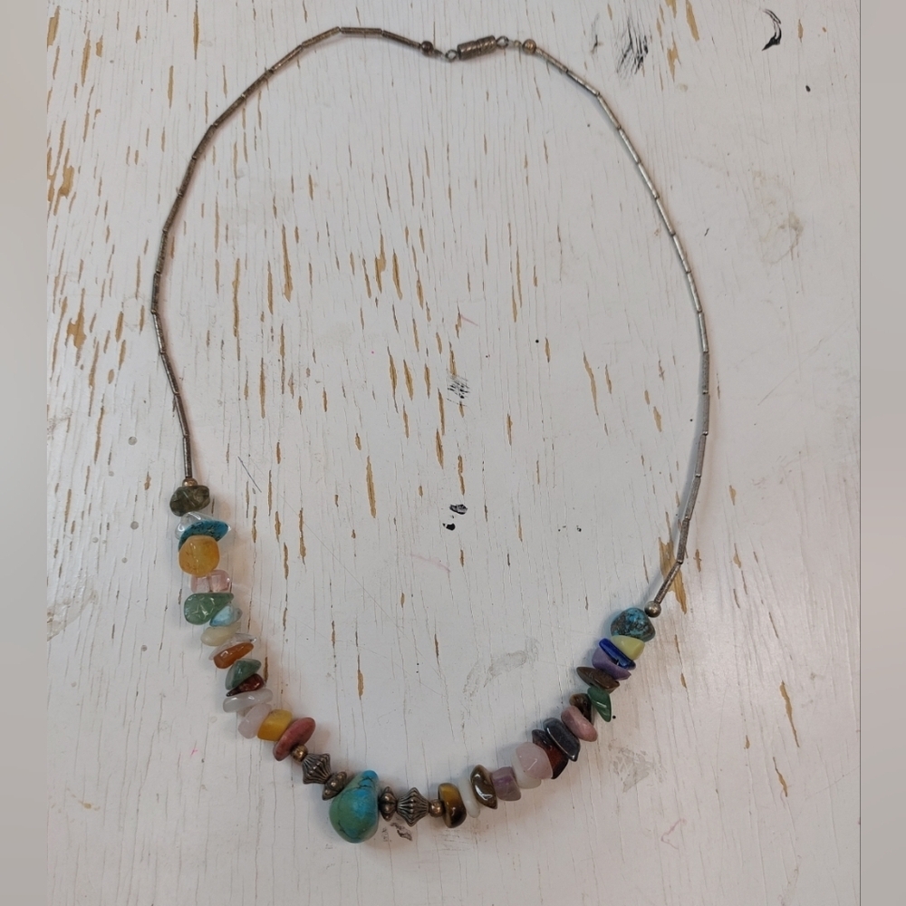 Multicolor Single Layer Stone Beads Necklace Jewelry Natural Accessory Boho